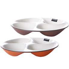 로벡스 원형4절 안주볼 2p 세트, 나무화이트, 오렌지화이트, 1세트