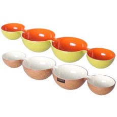 ROBEX 4 節零食碗 2p 套組, 1套, 綠橙、木白