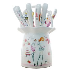 로소리갈 도자기 수반 세트, 1세트, 도자기수반 (90 x 90 x 140 mm) + 티스푼 5p (25 x 148 mm) + 티포크 5p (25 x 148 mm)