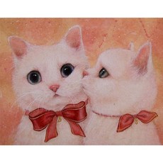 케이엠엘리 보석십자수 DIY만들기 세트, 3D 고양이 뽀뽀, 1세트