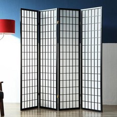 베스트리빙 원목 4단 파티션, 블랙