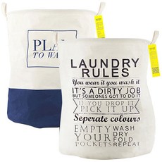 RIVER-GREEN 字母印花布質洗衣籃 L號, 海軍藍+字母款, 2個