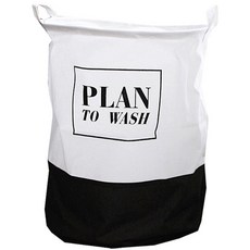 RIVER-GREEN 字母印花布質洗衣籃 L號, 黑色的, 1個