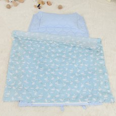 EziBaby 棉質人造絲午睡被組, 天鵝款 藍色