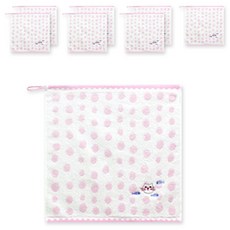 Songwol 松月 貓咪刺繡掛式擦手小方巾, 粉色的, 8件