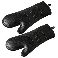 Block Mart 廚房矽膠隔熱手套 37cm, 黑色, 2入