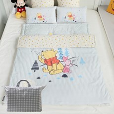 보떼하우스 디즈니 유아동 낮잠이불 A세트 베개커버 + 사계절 베갯솜 + 이불 + 손누빔패드 + 가방, 푸 그레이