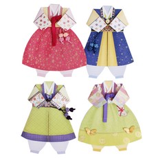 Somji Card 兒童韓服卡片 4 件套, 混色, 1套