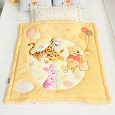 BEAUTE HOUSE 迪士尼四季午睡毯 含墊+枕頭+枕套+防水袋, 小熊維尼款 黃色