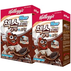 켈로그 첵스초코 쿠키앤크림 시리얼 590g + 340g, 930g, 1세트