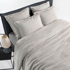 質感亞麻棉被套, 米色+灰色
