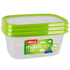 데코어 매치업 베이직 사각찬통, 3개, 1.5L