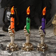 派對팡 LED萬聖節蠟燭 3件組, 橘色, 綠色, 紫色