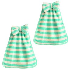 아울리빙 스트라이프 주방 핸드타올, 그린, 2개입