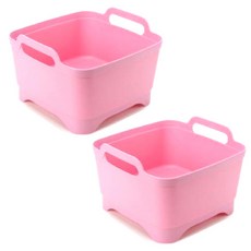 BeurreokMateu 廚房多功能瀝水方形桶洗碗桶, 粉色