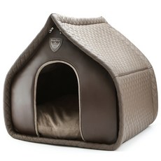 PUPPY ANGEL 奢華絎縫狗屋+墊子, 棕色