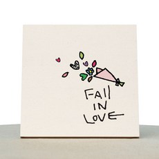 1AM 캘리그라피 힐링 미색 캔버스 액자 Fall In Love