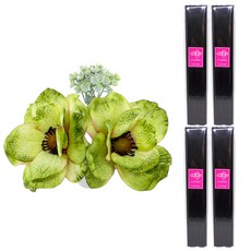 아제르퍼시픽 아트 플라워 스틱 세트 플라워 부케 뽀삐 2p + 디퓨저 스틱 40p, 부케 (그린), 스틱 (블랙), 1세트