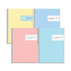 아이비스 A4중철제본노트 SP, 노랑, 하늘, 핑크, 민트, 4개입