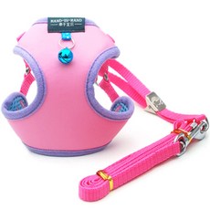 바이셀 반려견 투톤 메쉬 방울 하네스, 연핑크, 1개