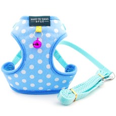 바이셀 반려견 투톤 메쉬 방울 하네스 XL, 블루 도트, 1개