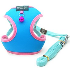 바이셀 반려견 투톤 메쉬 방울 하네스 L, 블루, 1개