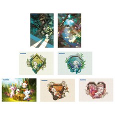 PAPIPAPU 明信片7件組, 混色, 1套