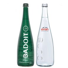 에비앙 천연 광천수 750ml + 바두아 스파클링 워터 750ml, 1세트