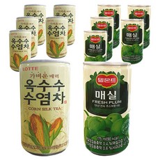 롯데 가벼운매력 옥수수 수염차 175ml x 6p + 델몬트 매실175ml x 6p, 1세트