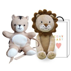 코니베이비 매쉬가방 티티 + 수면인형사자차차 애착인형 + 선물박스, 베이지, 1개