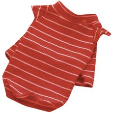 Bysell 寵物狗條紋荷葉邊T恤, 紅色