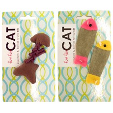 펀펀캣 고양이 장난감 피쉬본토이 + 물고기토이 2p, 혼합색상, 1세트