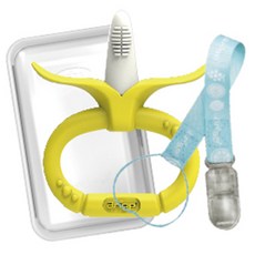 앙쥬 몽키 바나나 치발기 + 케이스 + 집게 랜덤 발송, 노꼭지, 혼합 색상, 1세트