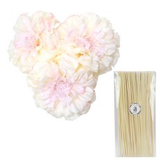 아제르퍼시픽 아트 플라워 지니아 3p + 디퓨저 스틱 40p, 조화 (핑크), 스틱 (우드), 1세트