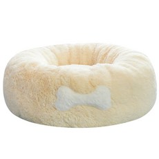 affetto 可拆式寵物豪華甜甜圈睡墊, 象牙白