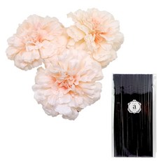 아제르퍼시픽 아트 플라워 지니아 3p + 디퓨저 스틱 40p, 조화 (피치), 스틱 (블랙), 1세트