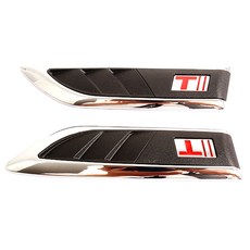 車用改裝側邊引擎蓋 T 設計貼紙組, 2個, 銀色 + 黑色 + 紅色