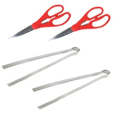 코코렉스 멀티 주방가위 레드 2p + 바베큐집게 33cm 2p, 혼합 색상, 1세트