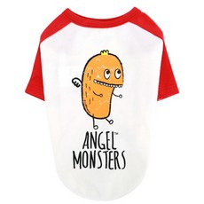PUPPY ANGEL Angel Monster 拉格倫五分袖狗狗T恤, 紅色
