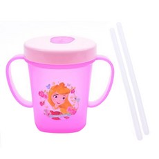 릴팡 흘림방지 양손 빨대컵 1p + 실리콘 빨대 2p, 프린세스, 1세트