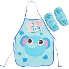위드마미 여아용 러브유 방수 앞치마 + 팔토시 2p 세트, 블루