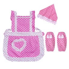 女孩咪咪藝術禮服圍裙 + Armtosh 2p + 頭巾套組, 粉色的