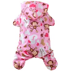 Living Joy 寵物可愛猴子雨衣, 粉紅色
