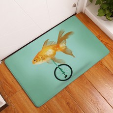 Livingpop 廚房浴室防滑金魚插畫腳踏墊, 6