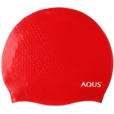 AQUS 矽膠壓花防皺AQ泳帽 AC1706, 紅色, 1個