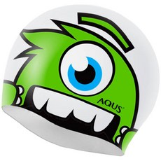 AQUS 矽膠泳帽 蛋蛋怪獸 AC1704, 白色, 1個