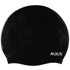 AQUS 矽膠壓紋無皺褶AQ泳帽 AC1706, 黑色, 1個