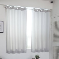 L&Room 法式遮光窗簾 2入+窗簾繩+窗簾扣環, 淺灰
