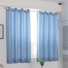 L&Room 法式遮光窗簾 2入+窗簾繩+窗簾扣環, 藍色