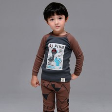 메이키즈 남아용 디제잉디노 20수후라이스 긴팔 실내복 상하의 세트